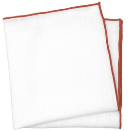 BELLUNO Cuadrado de bolsillo blanco con borde bordado, 68 Rust, 11.8 in