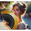 FANSOF.FANS Premium Silk Fabric Border Handheld Folding Fan with Grade