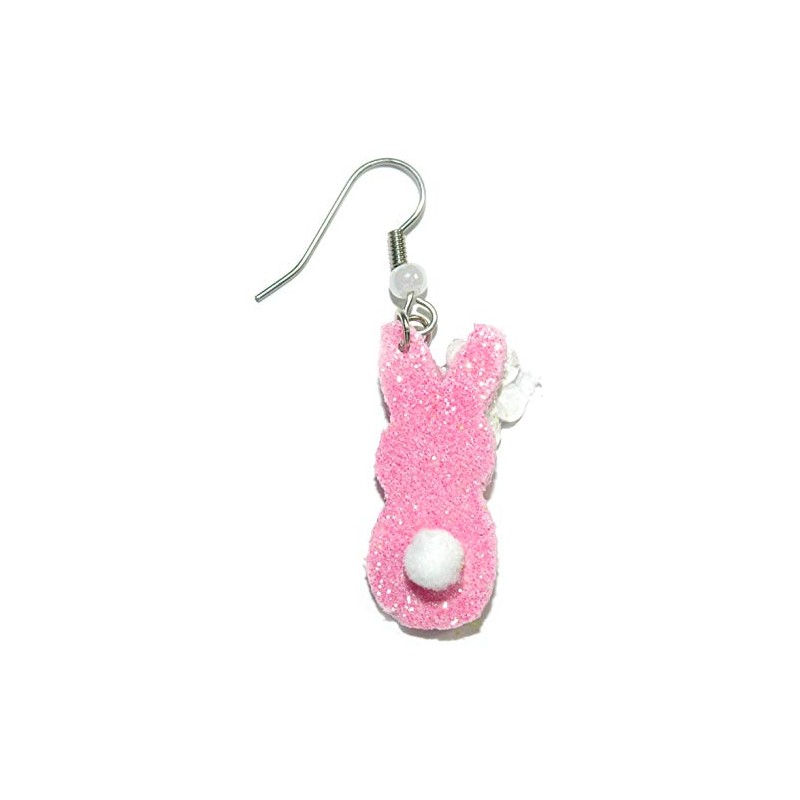 Cute Pink Easter Peep Bunny Dangle Earrings (H383)