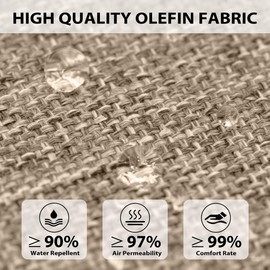 Sundale Outdoor Olefin Quilted Lounge Cushion Set of 2, Patio Foldable Chaise Lounger Cushion, Water-Resistant Lounge Chair Pad with Straps Khaki, 72 x 21 inches