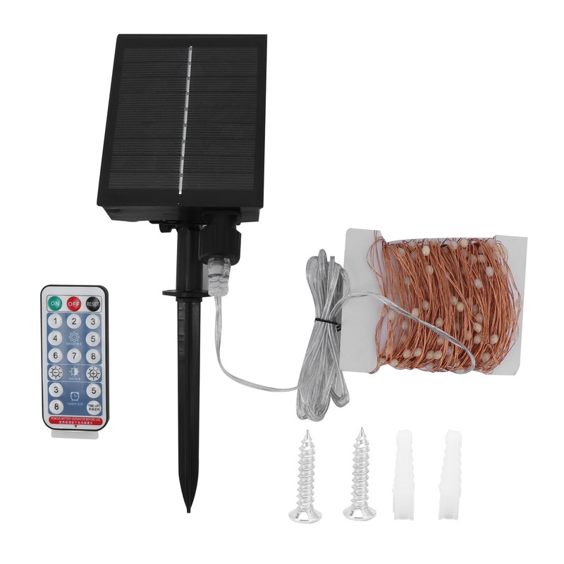 22m String Lights Solar Copper Wire 200LEDs Remote Control Lamp
