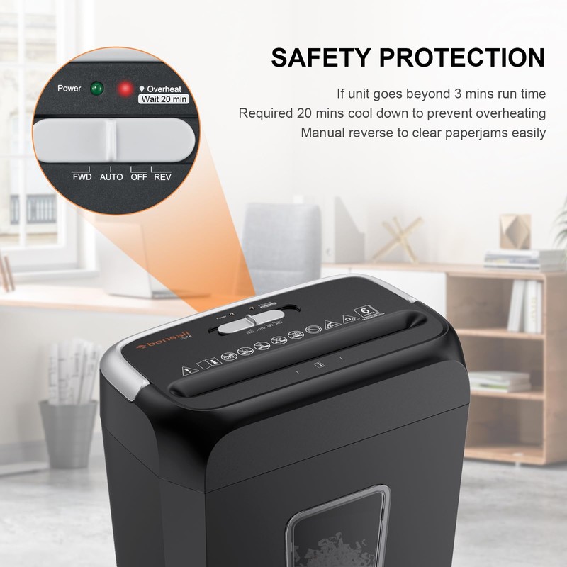 Bonsaii Paper Shredder for Home Use, 3.4 Gal Wastebasket, 6