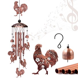 AttoShow Chicken Wind Chimes for Outside Windchimes Outdoors/Indoors, Home, Lawn, Porch, Yard Decorations,Metal Garden Decor Chicken Wind Chimes Gifts for Women/Men Birthday Gifts Memorial Gift