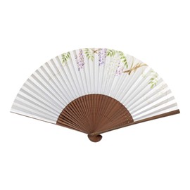Kyo Fan, Wisteria Fuji Flower Pattern, Kyoto, Made in Japan, Women's, Japanese Style Accessories, Craftsmanship, Paper Fan, For Yourself, Gift, Present, Height 13.0 inches (33 cm) x Width 7.7 inches
