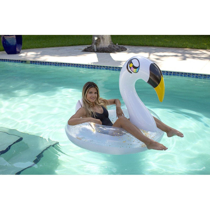 Gold Glitter Swan Inflatable Jumbo 48" Pool Tube by PoolCandy