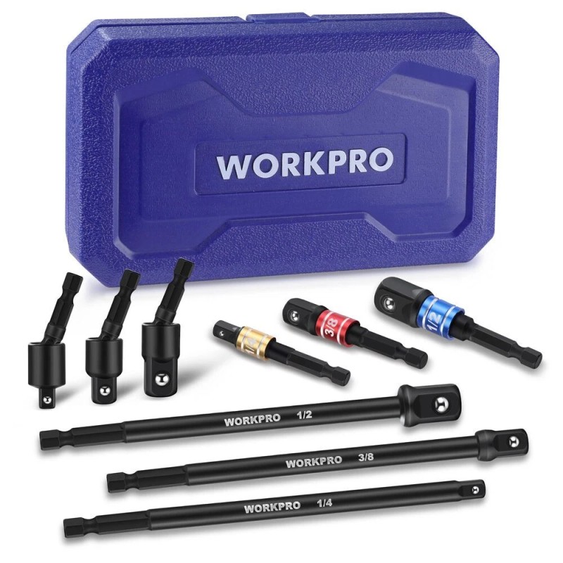 WORKPRO 9PCS Impact Grade Socket Adapter Set Basic/Swivel/L