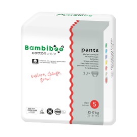Bambiboo Baby Nappies Pants Size 5 (from 12 kg) COTTONWEAR Panty Panties with Organic Cotton and Plant Fabrics with Moisture Indicator Breathable - Pack of 20