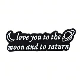 Ficsowy Love You To The Moon And Saturn Enamel Pin, Confession Lover Girlfriend Gift Suitable for Backpack, Hat, Clothes, Medium, Zinc, no gemstone