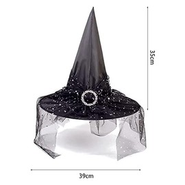 [Lanito] Witch Hat, Halloween Costume, Cosplay Hat, Halloween Hat, Pointed Hat, Big Hat, Party Goods, Cosplay, Event, Kids and Adults, Banquets, Witch Decoration (Black)
