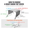 VEVOR 3 Bow Bimini Top Boat Cover, Detachable Mesh Sidewalls,