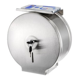 Suwimut Commercial Jumbo Toilet Paper Dispenser with Shelf, Wall Mount Stainless Steel 9 Inch Roll Toilet Paper Holder, Brushed Touchless Toilet Tissue Dispenser with Lock Key for Restroom Bathroom