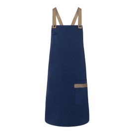 Karlowsky Bib Apron Urban Look with Cross Straps and Pocket 70 x 85 cm Unisex 65% Polyester 35% Cotton Steel Blue