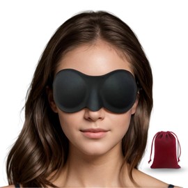 Moisture Chamber Glasses for Dry Eyes - Vowleike Soft Silicone Sleep Goggles, Reusable Comfortable & Lightweight Sleep Mask, Elastic and Stretchable Strap with A Carrying Bag (Matte Black)