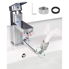 Hibbent 1080° Rotatable Faucet Extender, Swivel Faucet Aerator, Metal Faucet Attachment Dual Function Kitchen Bathroom Sink Sprayer Attachment for Gargle/Eye/Face Washing 15/16'' Male Thread