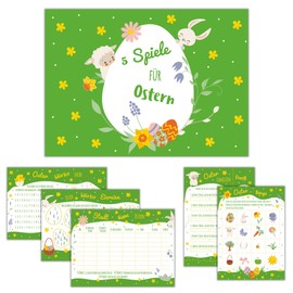 Easter Games Set, 5 Fun Party Games Easter (10 Pieces Each), Easter Gift, Games for Easter, Easter Games, Easter Bingo