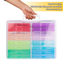 Find Scrapblooms Dark Green Seed Storage Box with 16 Inner 4×6 inch Small Boxes, Portable Tool Storage Box for Fishing,Seed Packet Storing (Colorful and Clear)