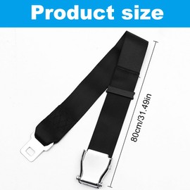 Airplane Seat Belt Extender, 1 Pieces Universal Adjustable Aircraft Safety Belt Parts, Airport Essentials, for Pregnant Woman or Fat Man, 8-32 inches Adjustable, black