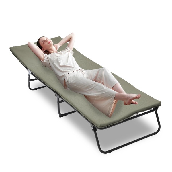 ROCKRAIN Heavy Duty Folding Camping Cot: 5-Angle Adjustable Outdoor Bed