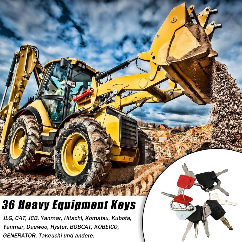 36 Piece Replacement Ignition Key, Construction Machinery Key Set, Universal