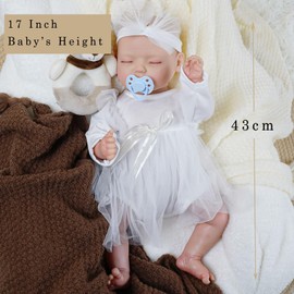 17 Inch Realistic Sleeping Reborn Baby Doll, Intelligent Expression Interaction (Laughs, Cries, Snores) - Deluxe Accessory Set Included,with Movable Arms and Legs- Suitable for 3 Years and Up
