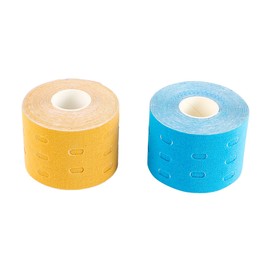 Laroal 2 Rollen Sporttape, elastisches, atmungsaktives Tape, Anti-Stretching-Training für den Muskelaufbau – 5 x 500 cm (Hautfarbe + Blau)