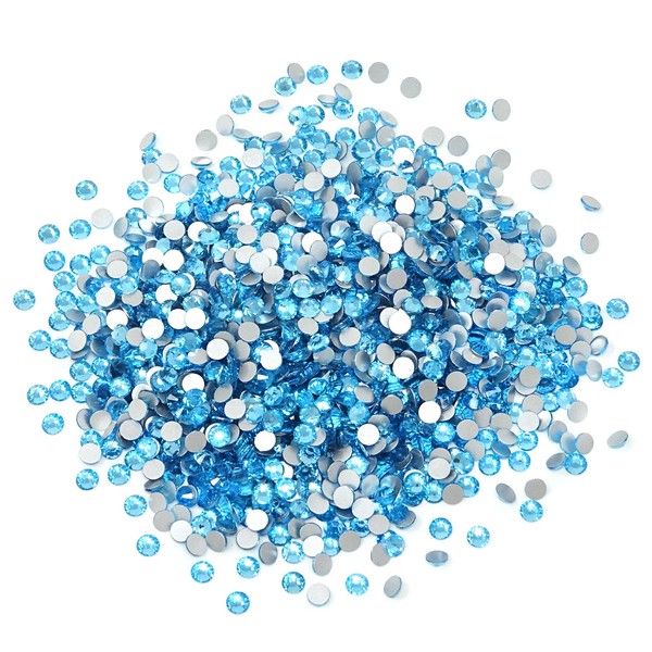 Honbay 1440PCS 5mm ss20 Sparkly Round Flatback Rhinestones Crystals, Non-Self-Adhesive (Light Blue)