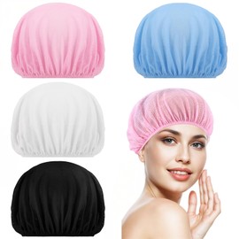 4 Pcs Hair Nets For Sleeping,Mesh Sleep Bonnet For Sleeping,Night Curly Hair Nets Sleep Caps For Women,Comfortable And Breathable Mesh Sleeps Bonnet For Home Use (White, Pink, Light Blue, Black)