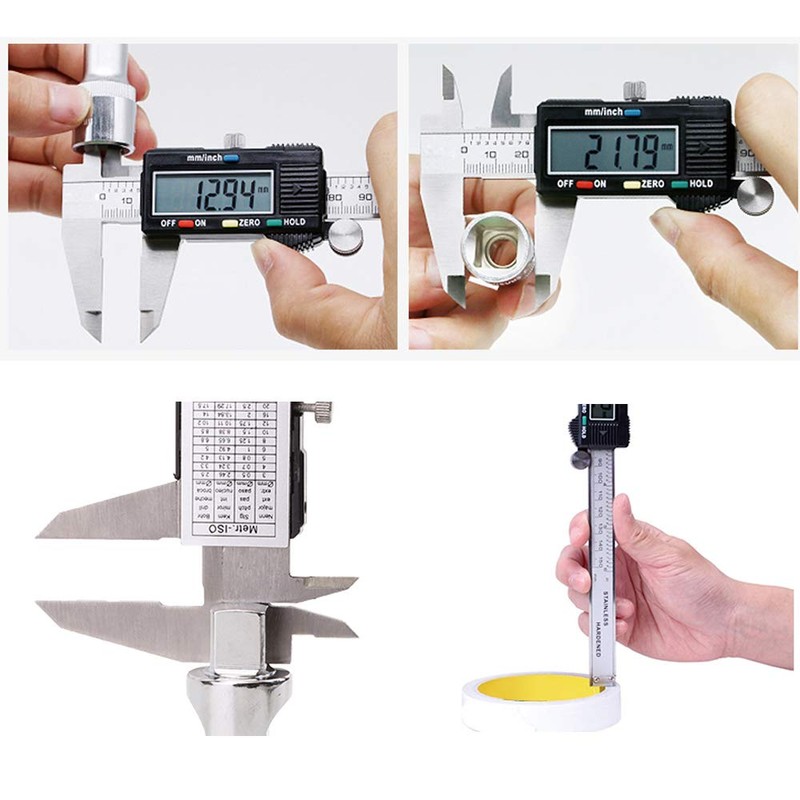 Oudtinz Electronic Digital Caliper Stainless Steel Body with Large LCD