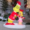 Gemmy Airblown Inflatable Grinch Passing Out Candy Canes to Cindy