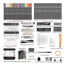 Kit De Dibujo, 126 Piezas, Juego De Lápices Para Bocetos