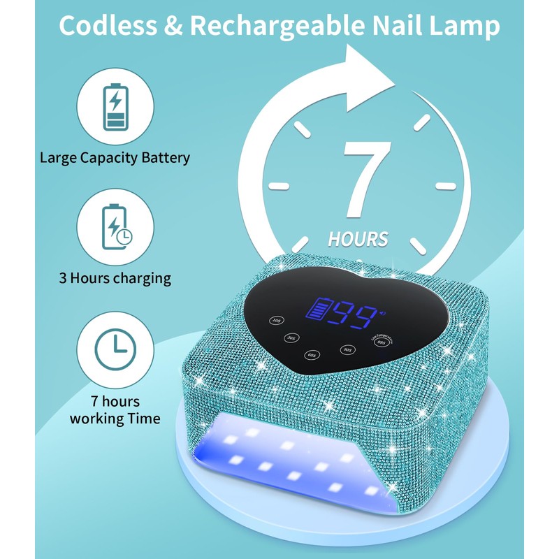 UV Light for Nails, HUGMAPLE UV Nail Lamp 72W, Rechargeable
