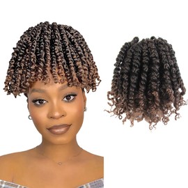 LOCSBYHAND 6 Inch Short Pre-looped/twisted Passion Twist Crochet Hair 4 Packs for Mixed-color Using (4 Packs, T30/Ombre Medium Dark Brown)