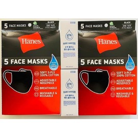 AIRQUEEN [5 Black Masks + 5 Black Masks + 2 HS] Men's and Women's Soft 3-Ply 100% Cotton Washable and Reusable Face Masks with Adjustable Nosepiece, One size Fits most