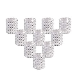 SKY CANDYBAR 100 Pcs Rhinestone Napkin Rings Diamond Silver