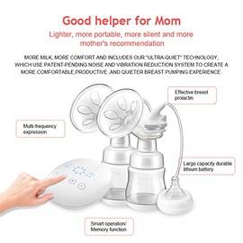 Bomba de lactancia recargable para lactancia con modo de masaje, extractor de leche de doble succión, visualización táctil inteligente LED, 4 modos...