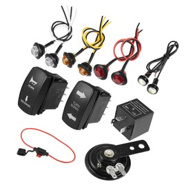Hihaha Street Legal Kit with Turn Signal Light Rocker Switch Flasher Relay Fuse Line LED Lights for Polaris RZR ATV UTV/Front Rear Turn Signal Kit/Durable Plastic / 1Set Black