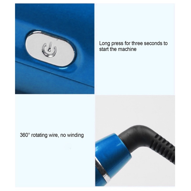 Automatic Curling Iron Wand LED Temperature Display Timer Blue Curling