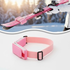 LinkWheres Women's Ski Carrier Strap, Pink Adjustable Shoulder Sling with EVA Padding, Lightweight Hand-Carry Ski Holder