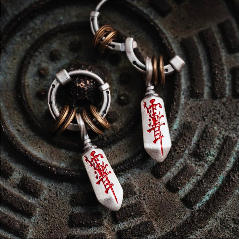COPPERTIST.WU Masterblade Talisman Earrings Daoist Earrings for Men Women, S925