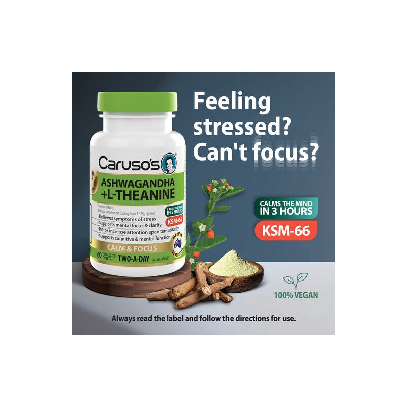 Caruso's Natural Health Ashwagandha + L-Theanine 60 Tablets