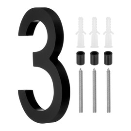 sourcing map 5 Inch Modern House Number, Acrylic Floating House Number for Outside Address Sign for House with Nail Kit for Mailbox Yard Home Front Door (Number 3, Matte Black)