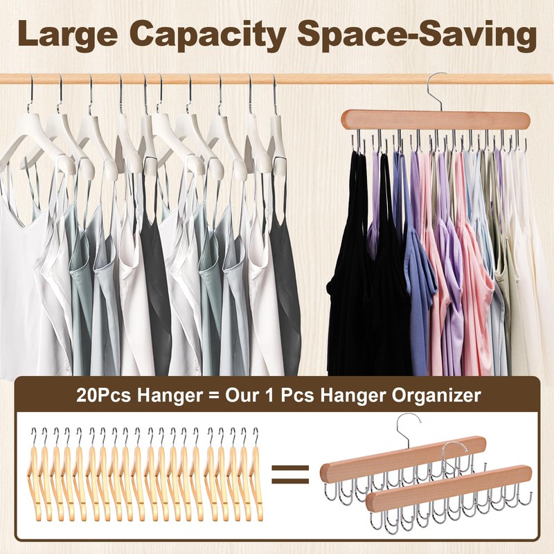 2 Pack Tank Top Hanger, 40 Hooks Large Capacity Bra