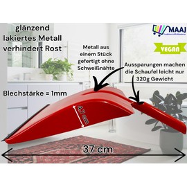 MAAJ Dustpan / Sweeper Shovel Red Metal with Rubber Lip Removable