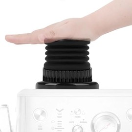 Single Dose Hopper Advanced Add-On with Silicone Bellow and Aluminum Lid Compatible with Breville Espresso Machine with baffle, Black