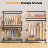 Udorich Adjustable Rolling Clothes Rack with 3 Tiers and Lockable