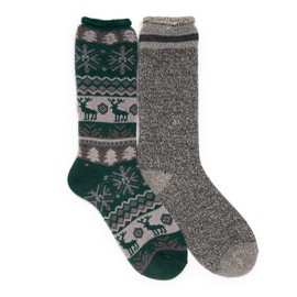 MUK LUKS Men's 2 Pk Heat Retainer Socks, Multi, OS