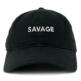 Trendy Apparel Shop Savage Embroidered Brushed Cotton Adjustable Cap Dad Hat - Black