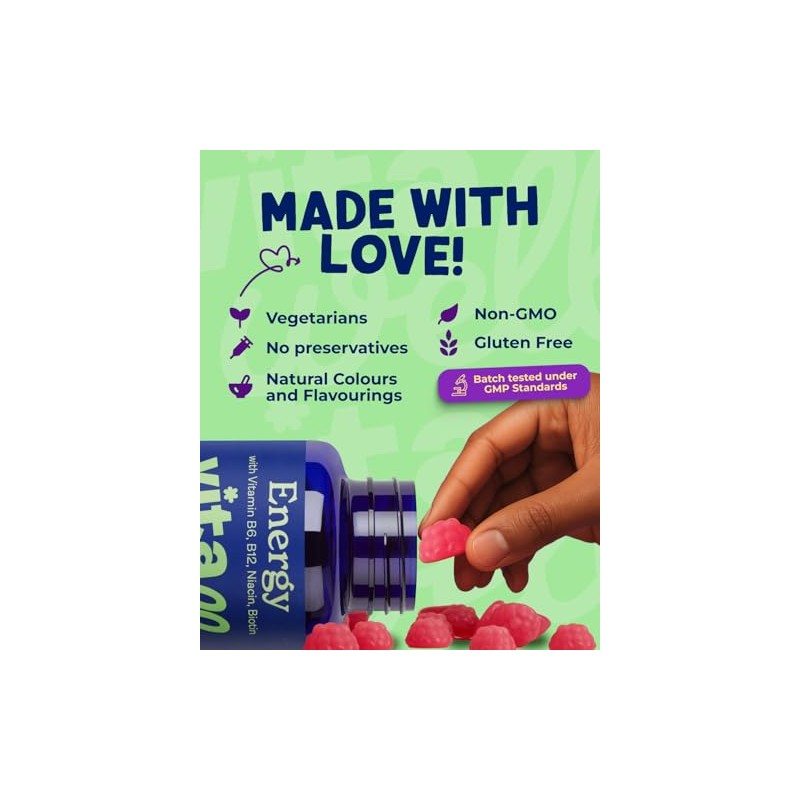 Vitawell Energy Vitamin Gummies - 60 Strawberry Flavour Gummies |