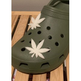 Glow In The Dark Hemp Leaf Charms For Crocs, 420, Novelty, 2 Pack