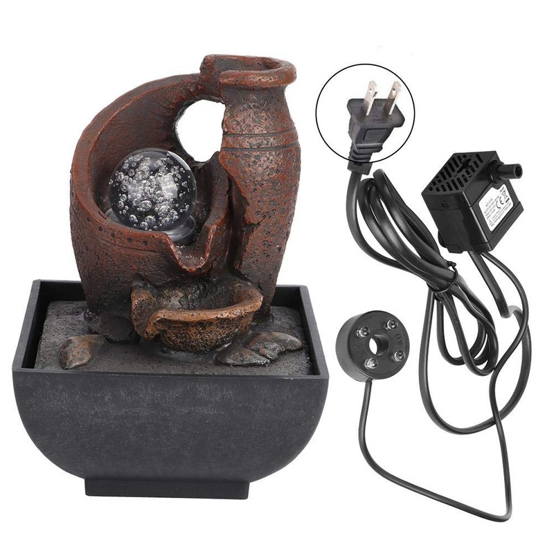 Tabletop Water Fountain,Small Relaxation Waterfall Feature with LED LightBall Portable